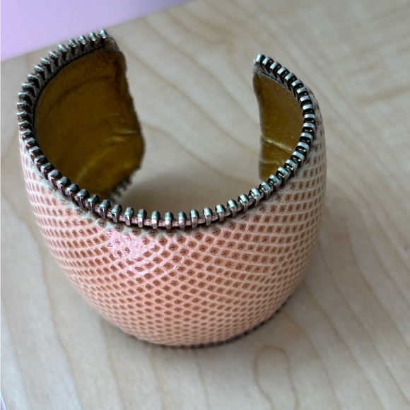 Ted Rossi Jewelry - Ted Rossi tan snakeskin cuff bracelet/ fits wrist size 6.5 in/ silver to…